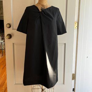 NWT COS Black Wool Folded Neck Dress